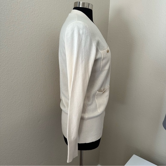 Tory Burch 100% Cashmere Women's Button Up Cream Cardigan Sweater Size M - Picture 6 of 13